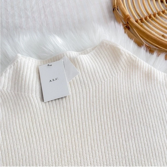 A.L.C Helena Merino Wool Sweater Mock High Neck Cream Women’s Large NEW - Picture 8 of 14